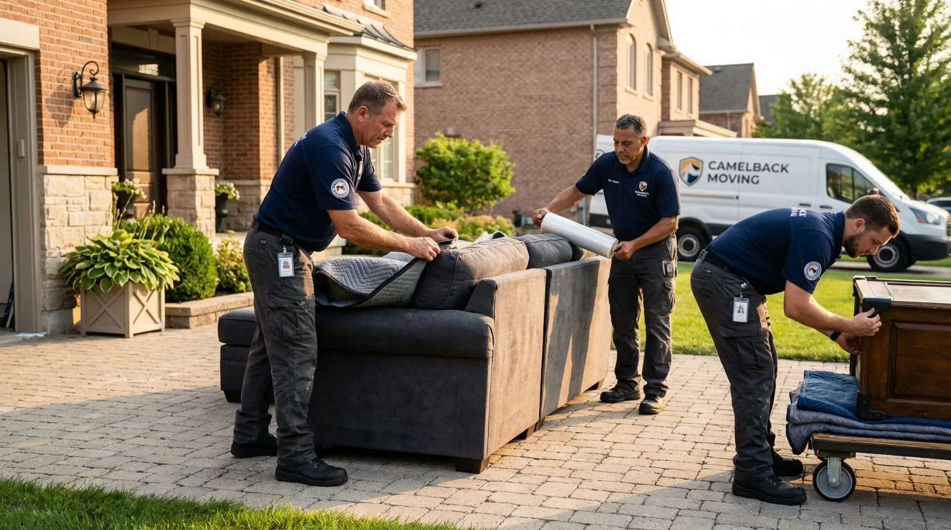 Large estate moving crew wrapping furniture in Oak Park, IL