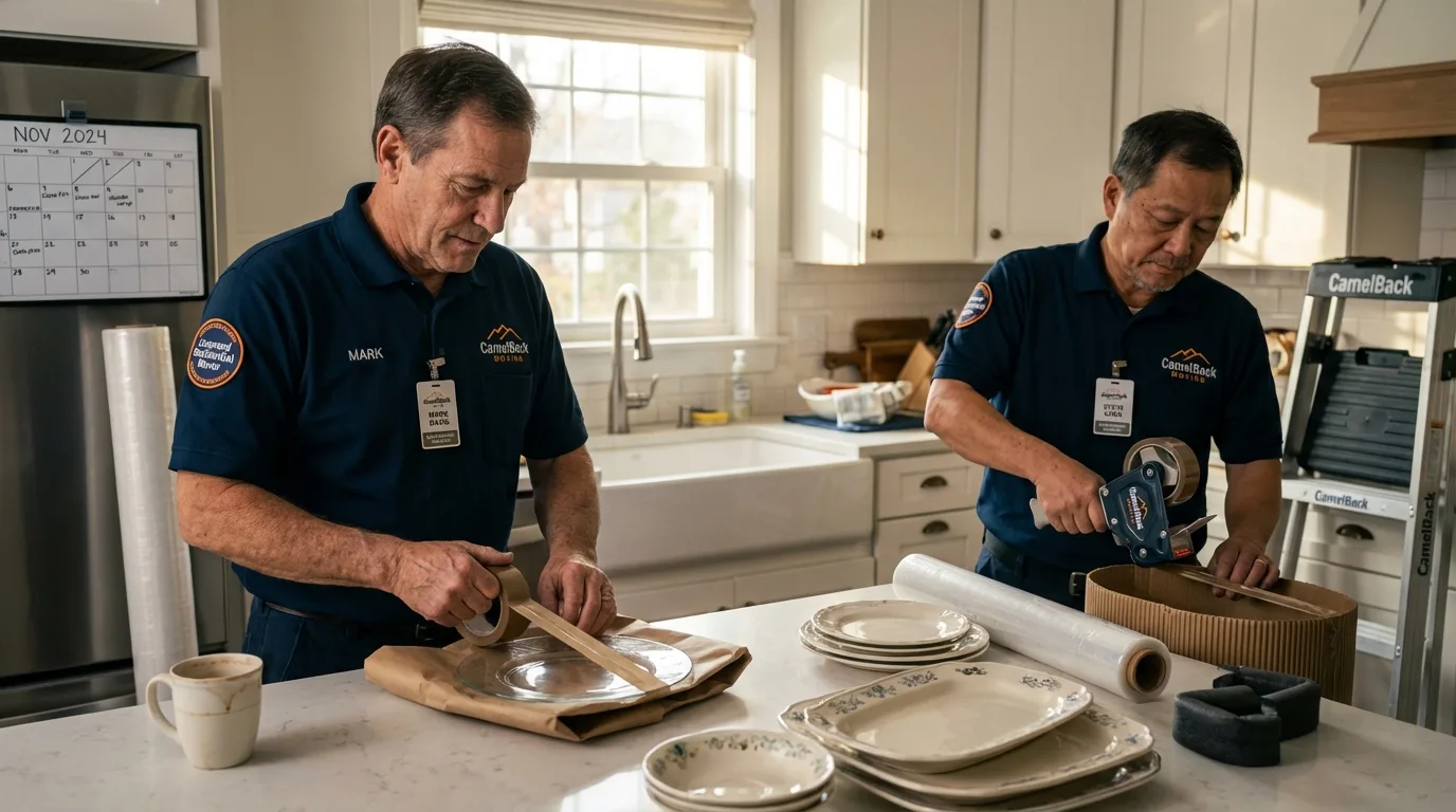 Professional crew packing kitchen dishware in Oak Park, IL